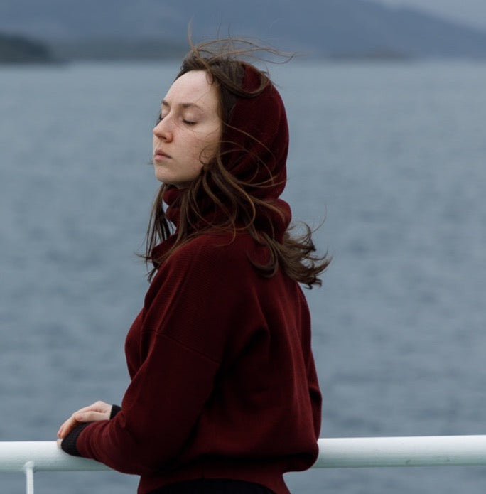 Tubehals i myk ull - vinrød