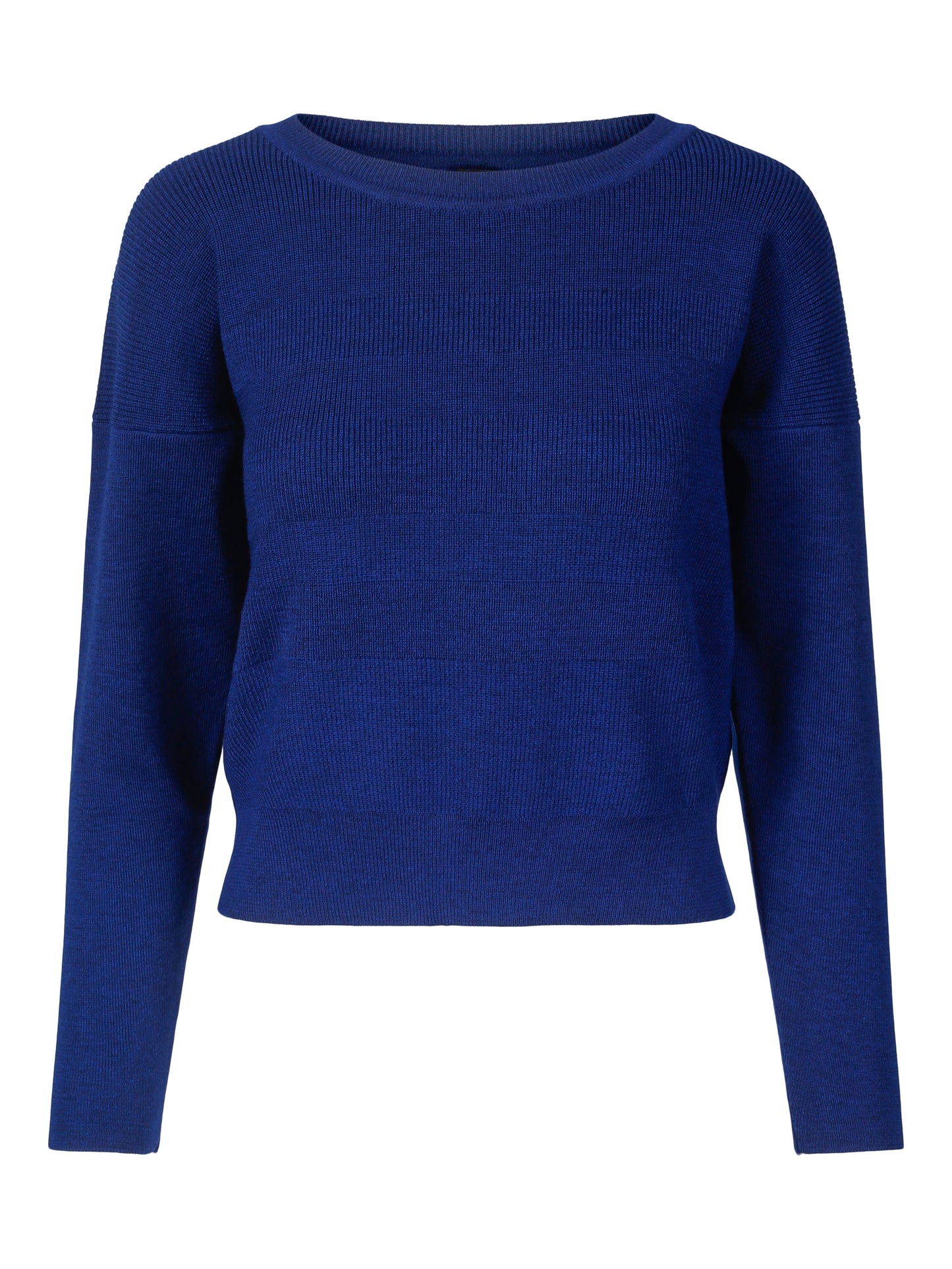 Kari kort genser med strukturmønster- kobolt blå